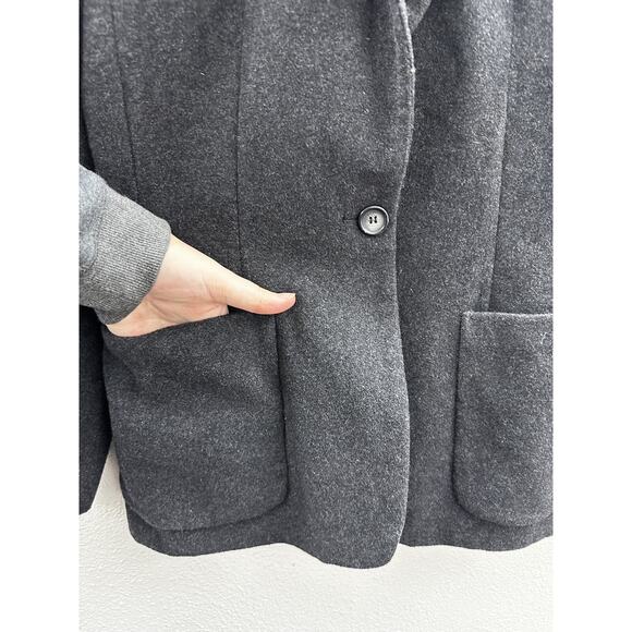 Harve Bernard Womens Jacket Blazer Size 10 Gray Wool Cashmere Single Button Up - Picture 3 of 11